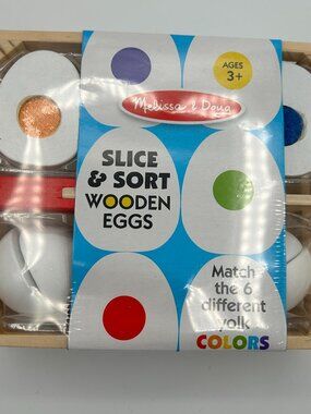 NEW Melissa & Doug Slice & Sort Wooden Eggs